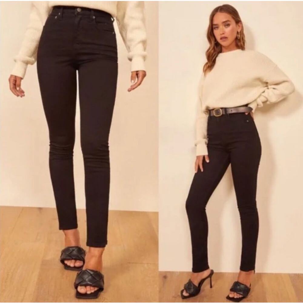 Reformation Harper High Rise Skinny Jeans Size 29 Black